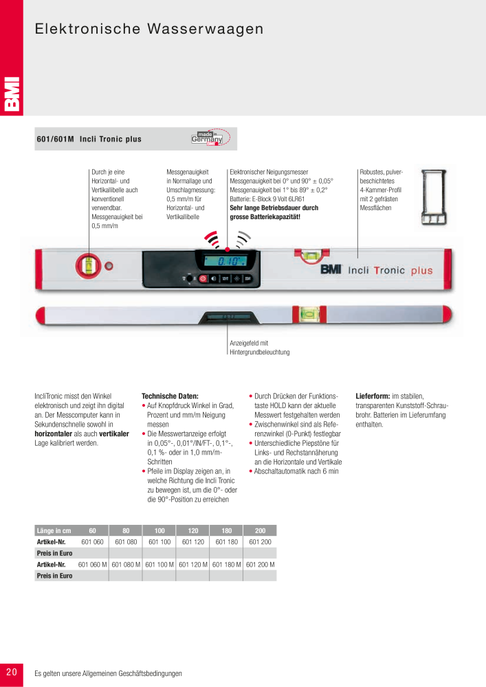 BMI Fachhandelkatalog Messwerkzeuge NO.: 101 - Page 20