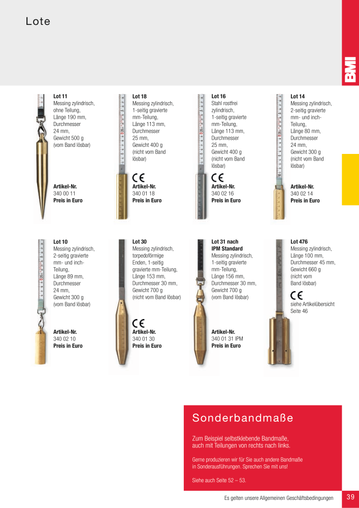 BMI Fachhandelkatalog Messwerkzeuge NR.: 101 - Seite 39