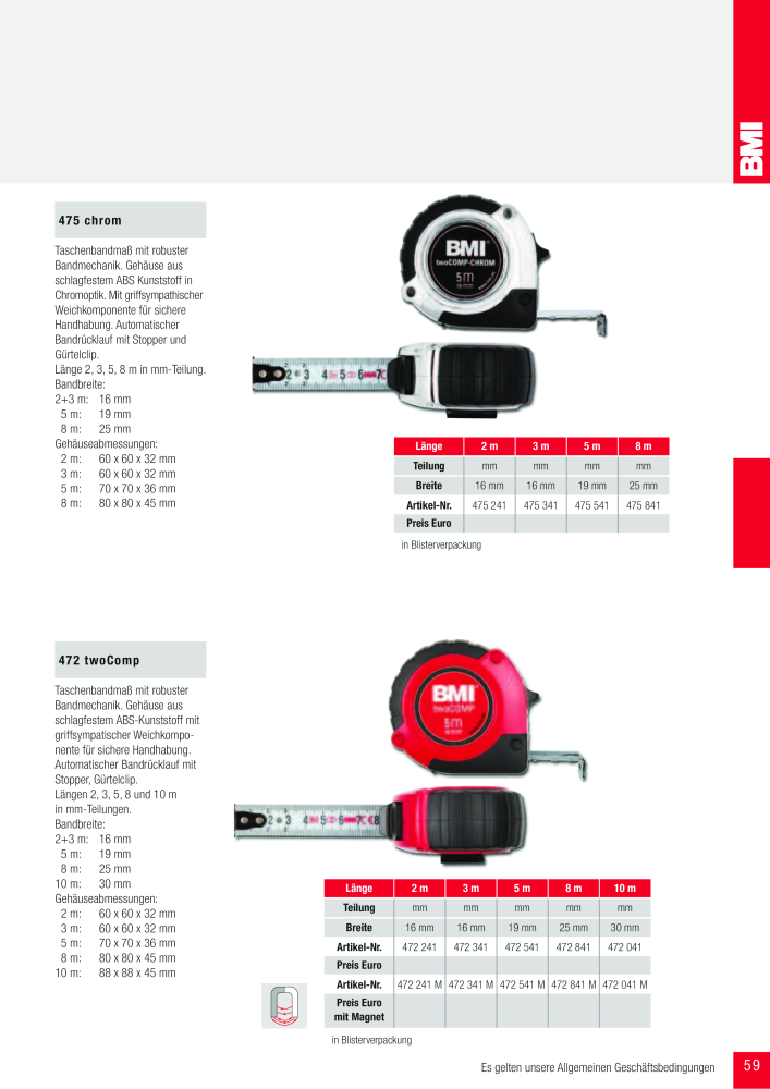 BMI Fachhandelkatalog Messwerkzeuge NO.: 101 - Page 59