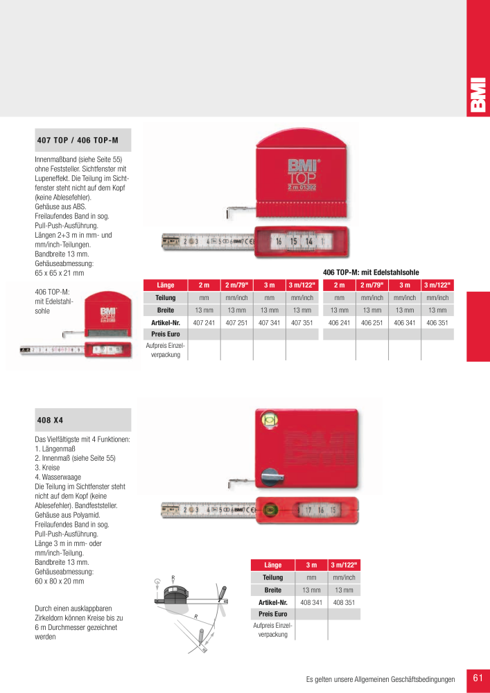 BMI Fachhandelkatalog Messwerkzeuge NR.: 101 - Seite 61