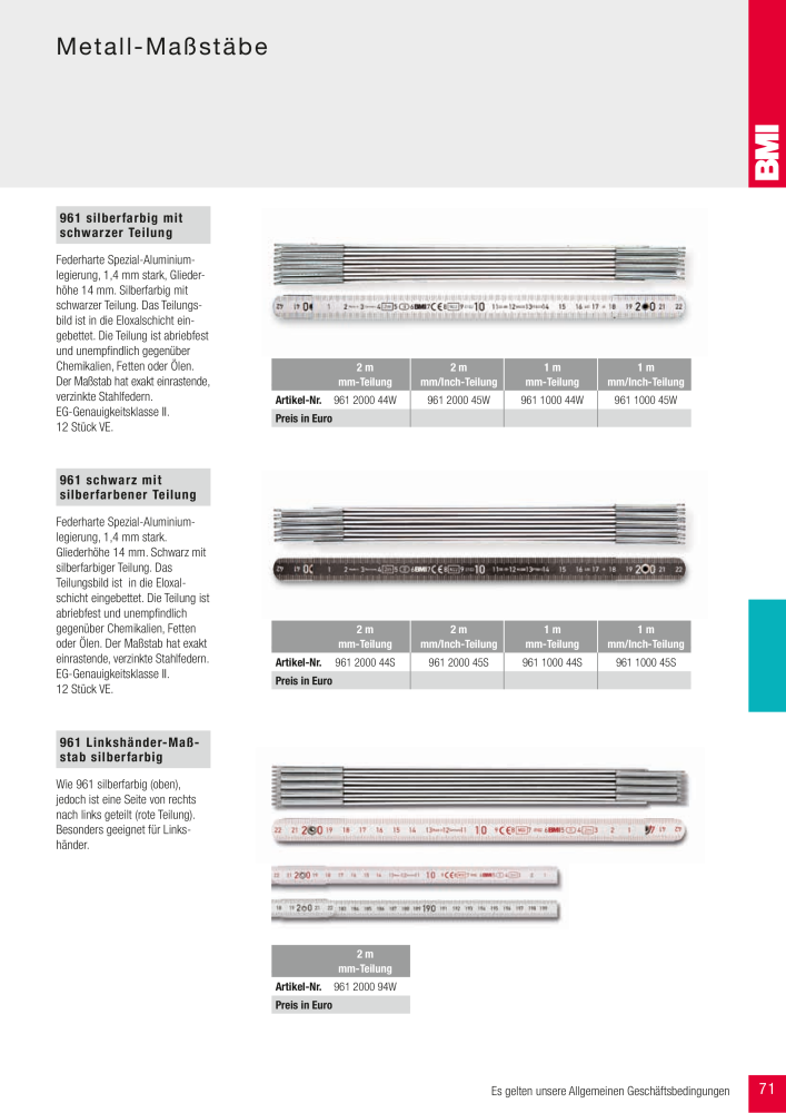 BMI Fachhandelkatalog Messwerkzeuge NO.: 101 - Page 71