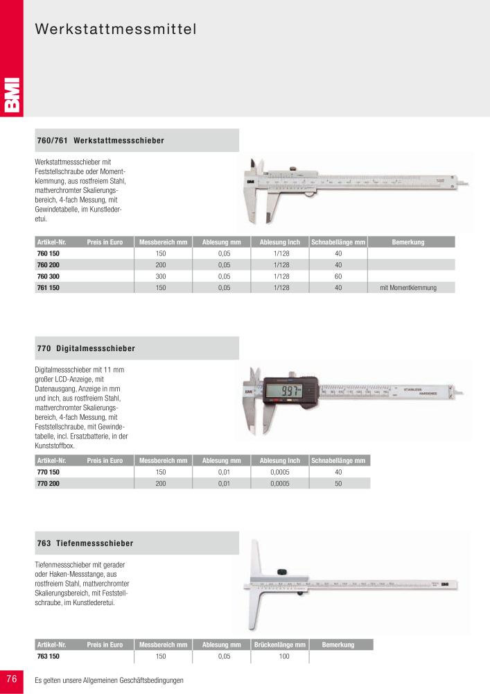 BMI Fachhandelkatalog Messwerkzeuge NR.: 101 - Seite 76