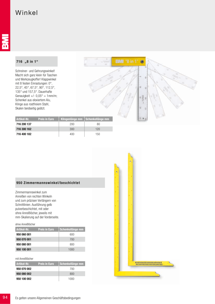 BMI Fachhandelkatalog Messwerkzeuge NO.: 101 - Page 94