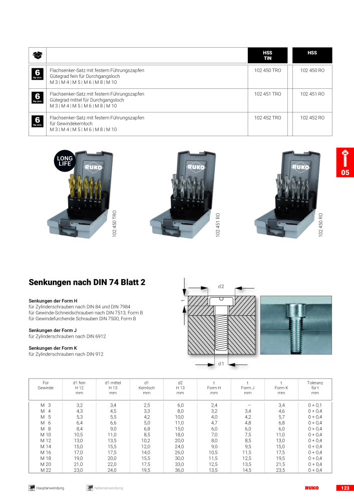 Ruko Hauptkatalog Präzisionswerkzeuge Nº: 126 - Página 125