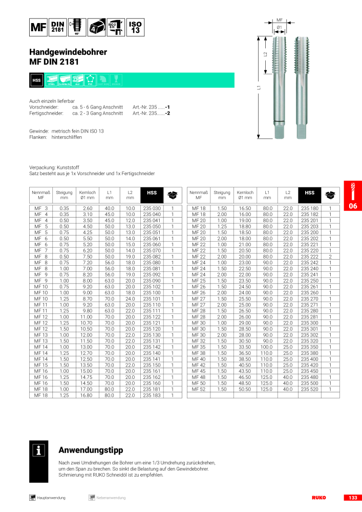 Ruko Hauptkatalog Präzisionswerkzeuge Č. 126 - Strana 135