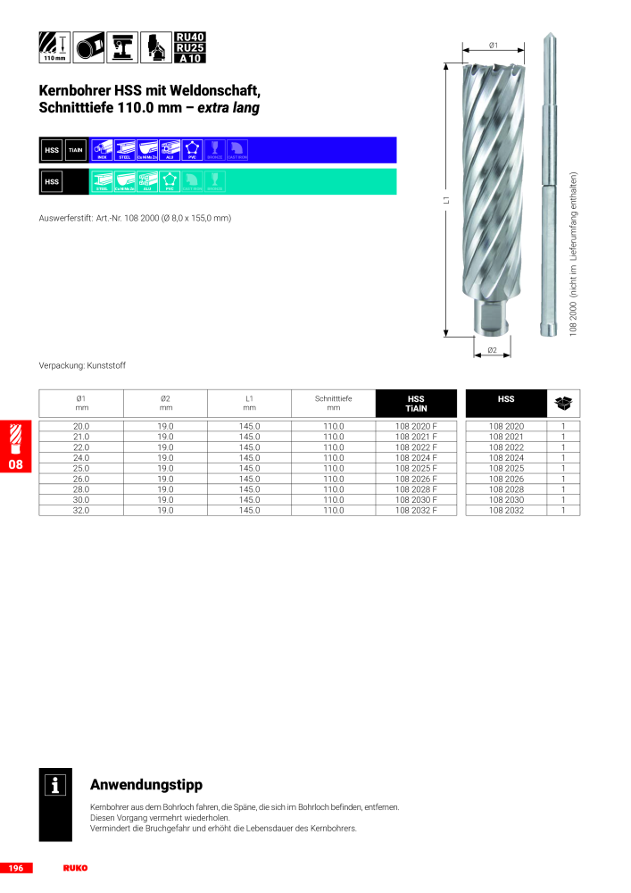 Ruko Hauptkatalog Präzisionswerkzeuge n.: 126 - Pagina 198