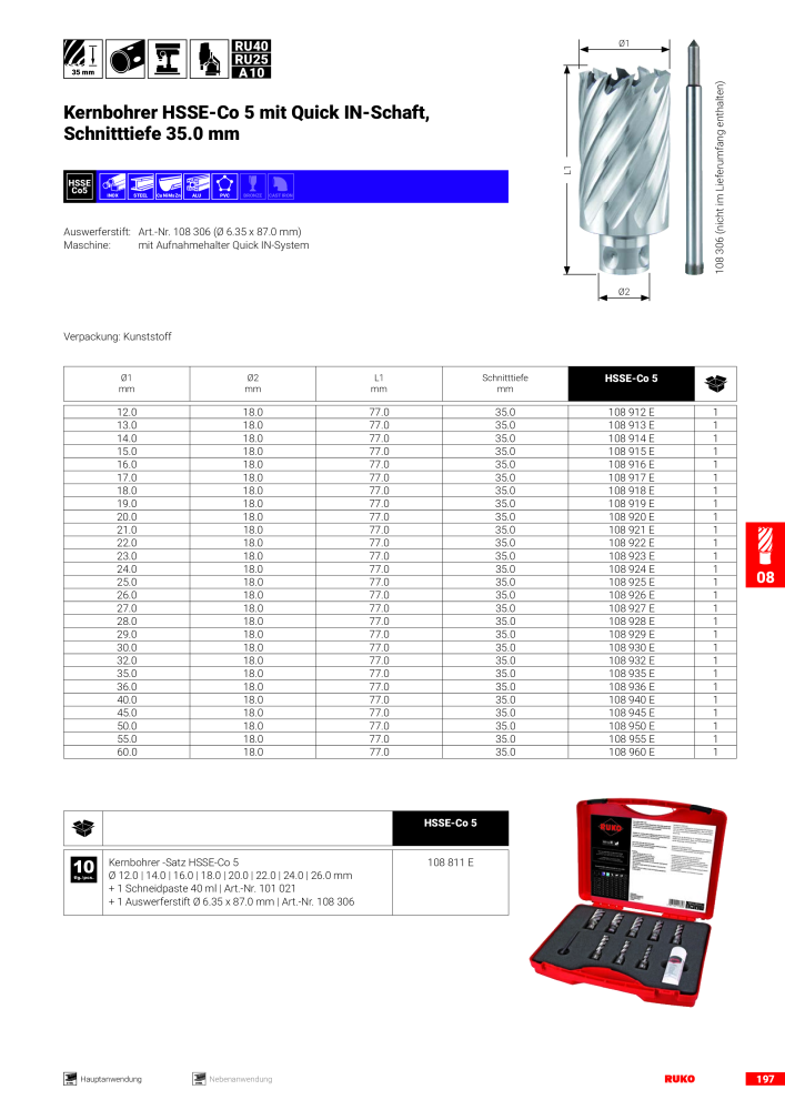 Ruko Hauptkatalog Präzisionswerkzeuge Nb. : 126 - Page 199