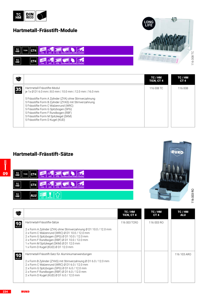 Ruko Hauptkatalog Präzisionswerkzeuge NR.: 126 - Pagina 236