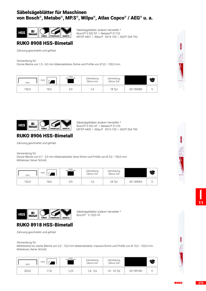 Ruko Hauptkatalog Präzisionswerkzeuge n.: 126 - Pagina 277