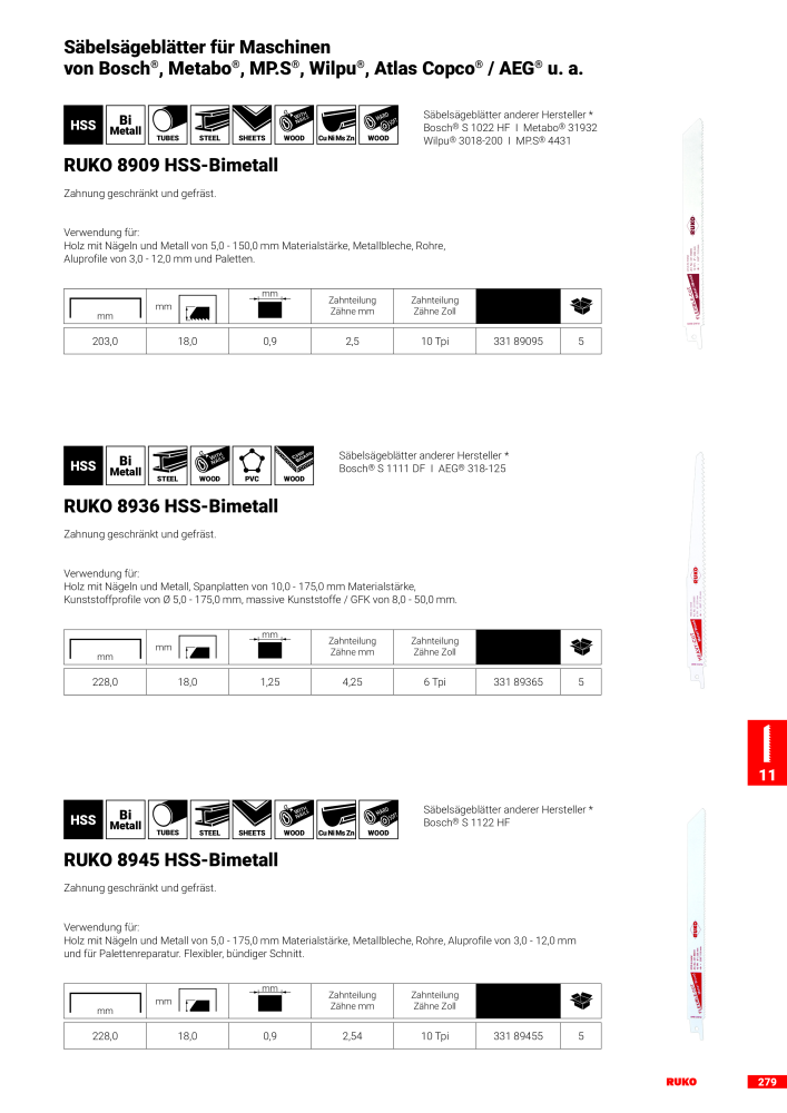 Ruko Hauptkatalog Präzisionswerkzeuge Nº: 126 - Página 281