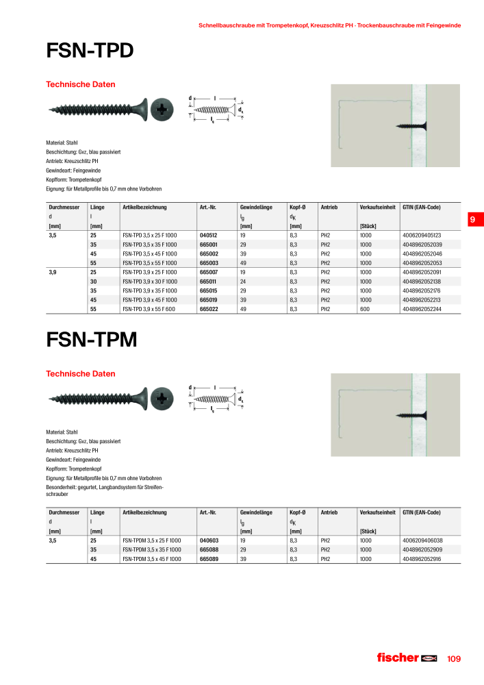 fischer Schrauben Hauptkatalog Nb. : 1267 - Page 109