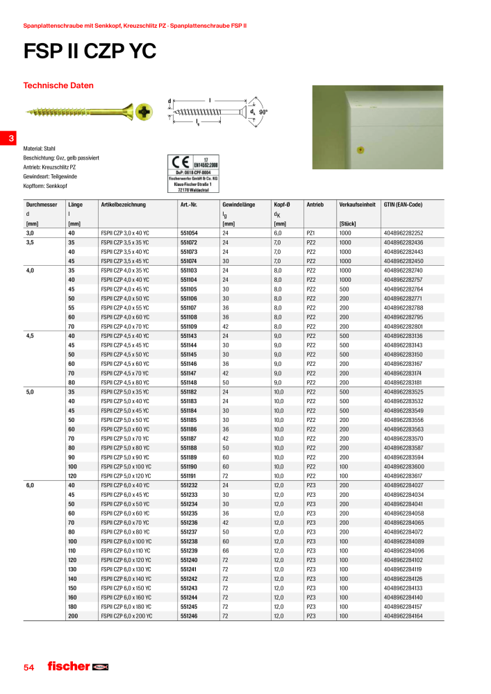 fischer Schrauben Hauptkatalog Nb. : 1267 - Page 54