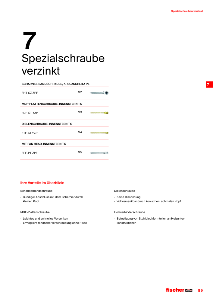 fischer Schrauben Hauptkatalog NO.: 1267 - Page 89