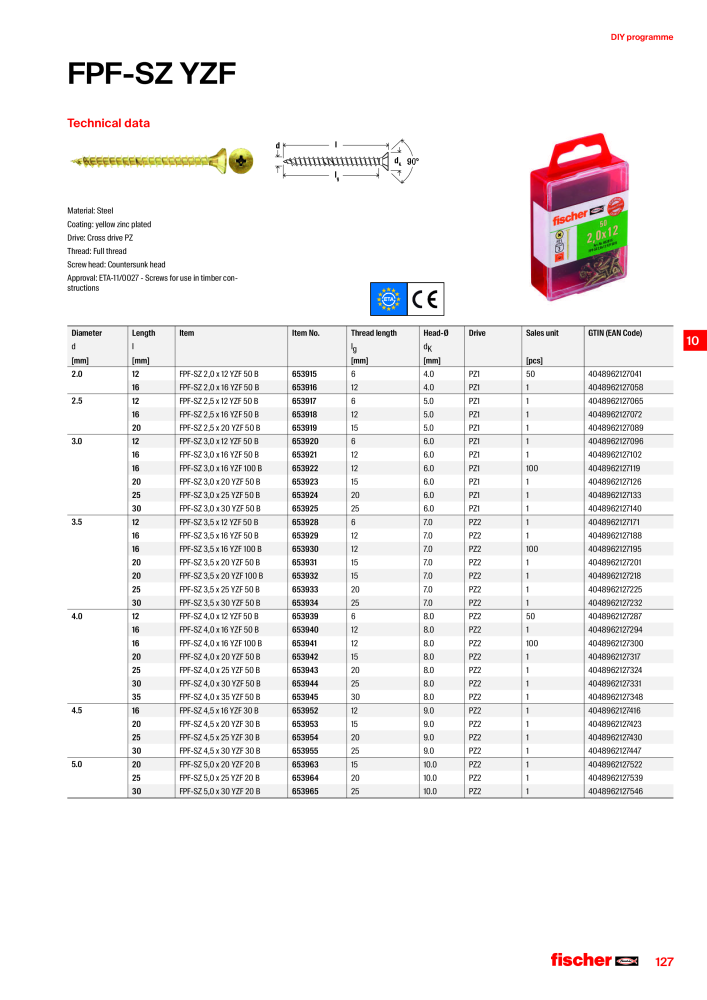 fischer screws maincatalogue Nb. : 1268 - Page 127