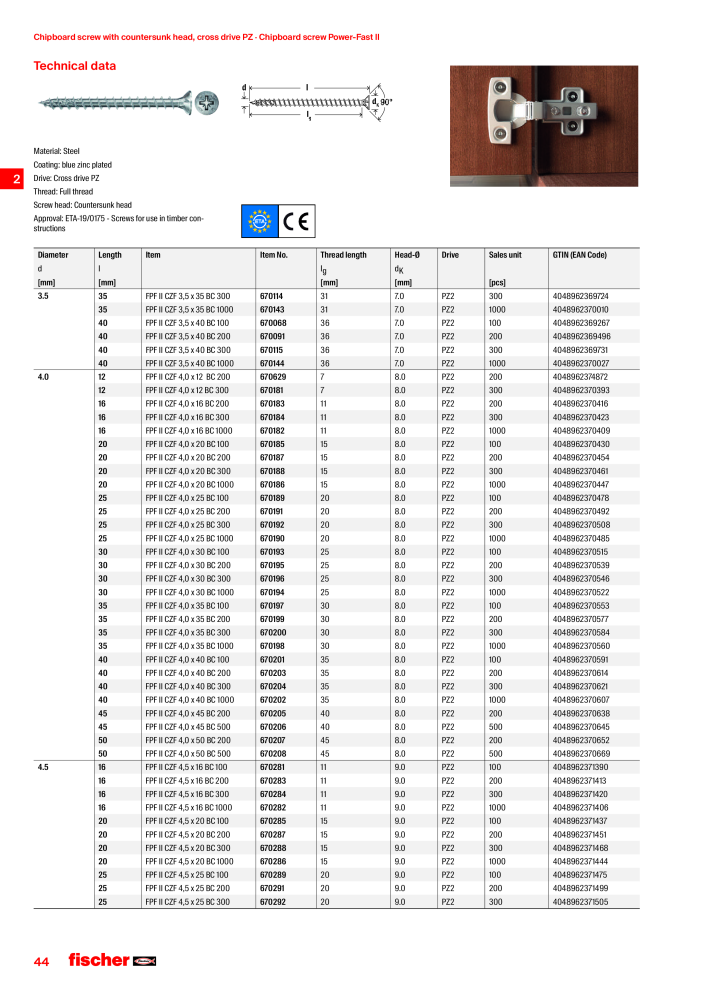 fischer screws maincatalogue NO.: 1268 - Page 44