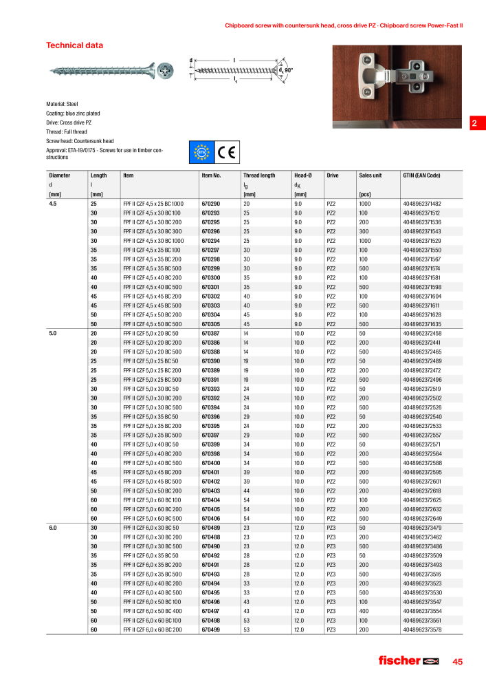 fischer screws maincatalogue NR.: 1268 - Seite 45