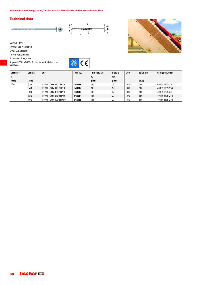 fischer screws maincatalogue Č. 1268 - Strana 68