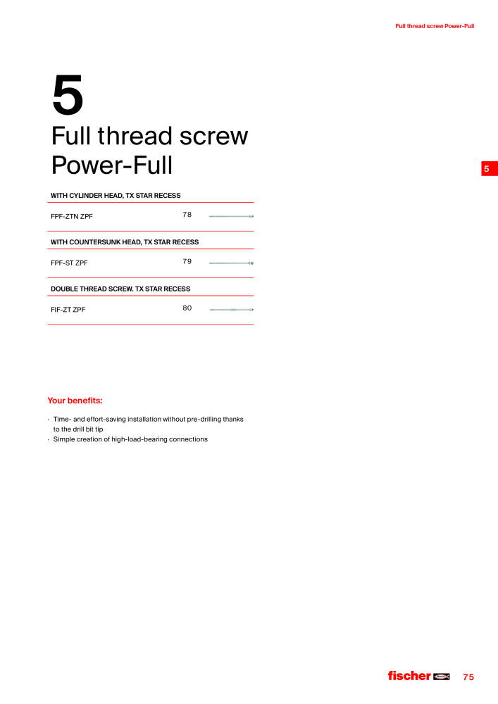 fischer screws maincatalogue Č. 1268 - Strana 75