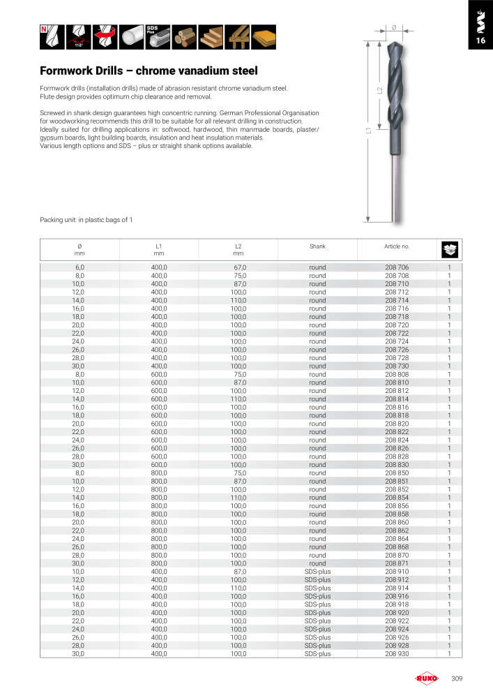 Ruko main catalogue precision tools NR.: 127 - Side 309