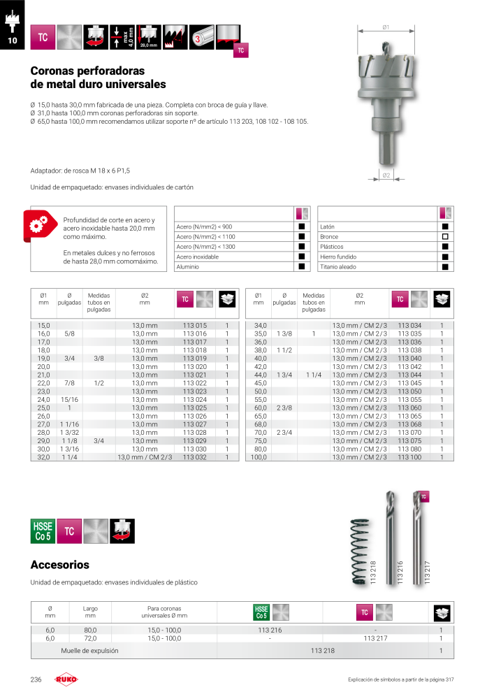 Catálogo principal de Ruko herramientas de precisión NR.: 128 - Side 236