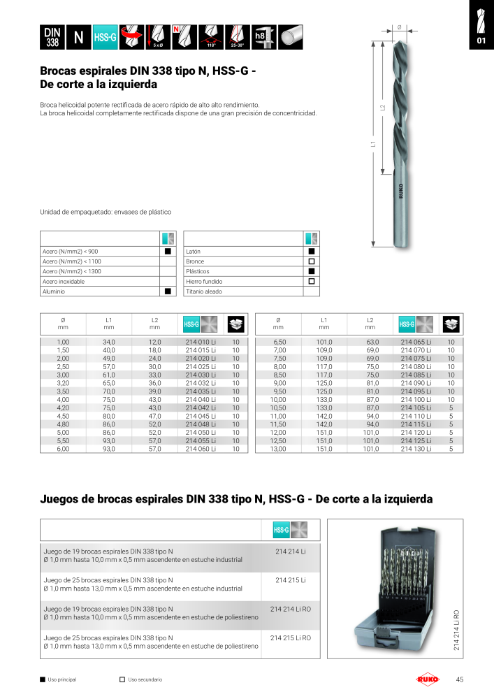 Catálogo principal de Ruko herramientas de precisión NO.: 128 - Page 45