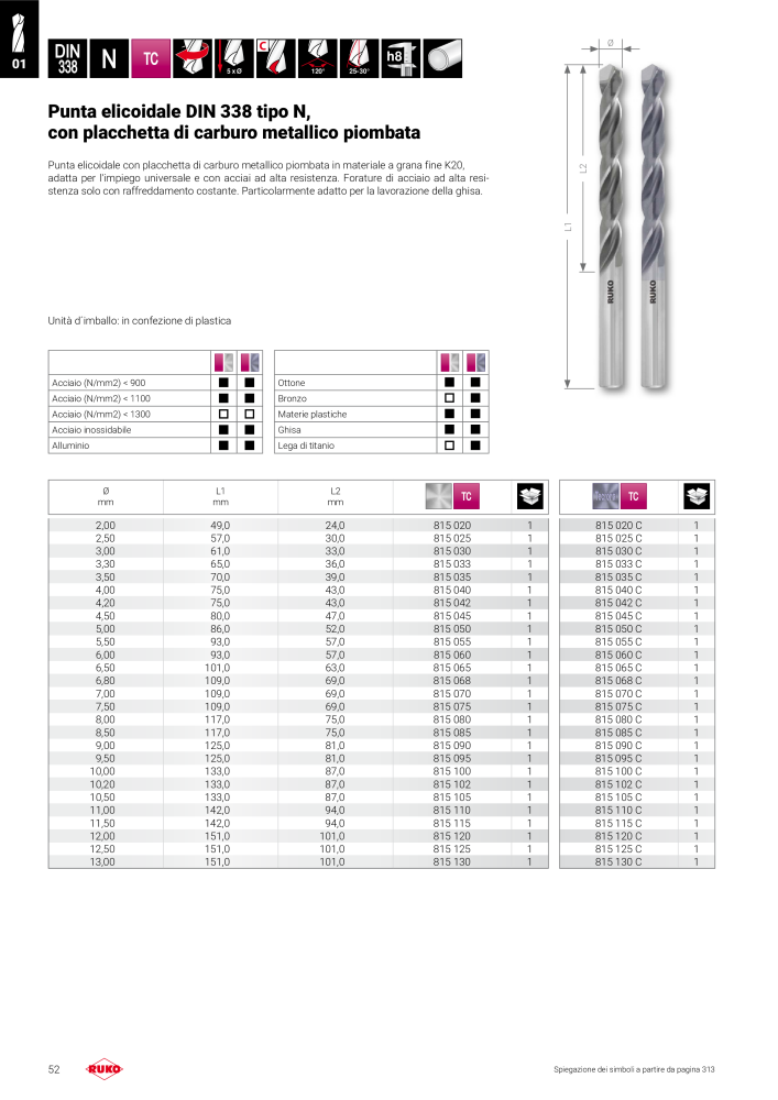 Catalogo principale degli utensili di precisione Ruko NR.: 130 - Side 52