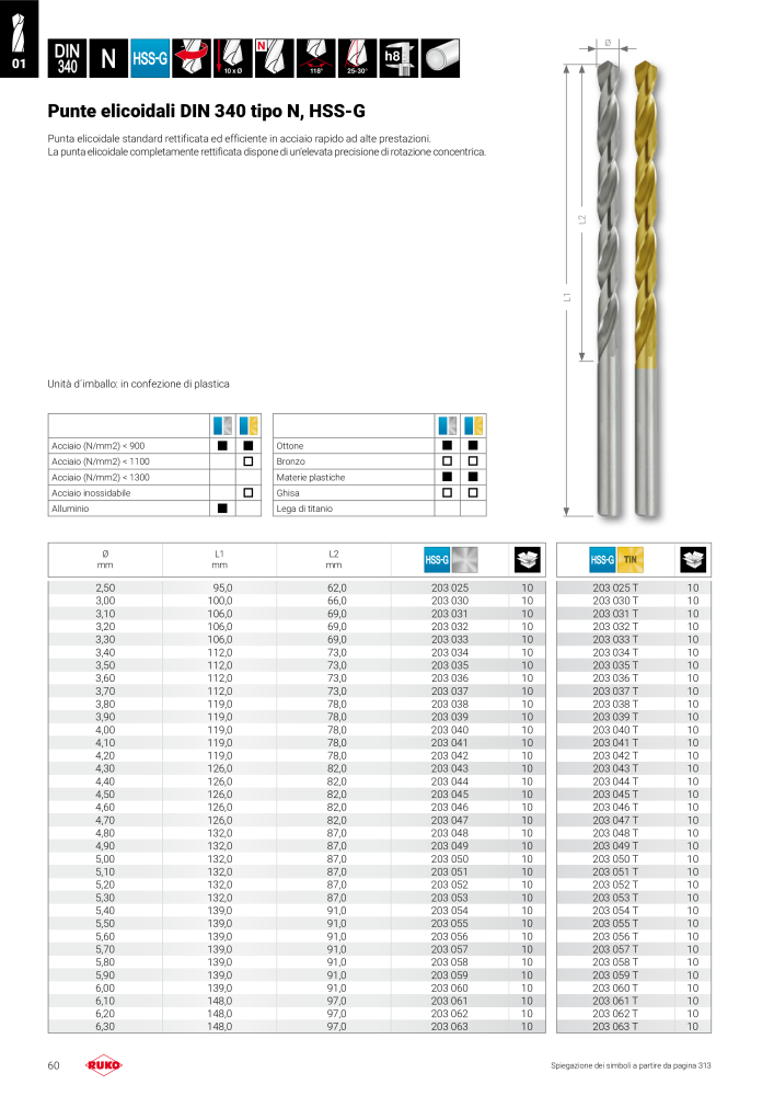 Catalogo principale degli utensili di precisione Ruko Nb. : 130 - Page 60