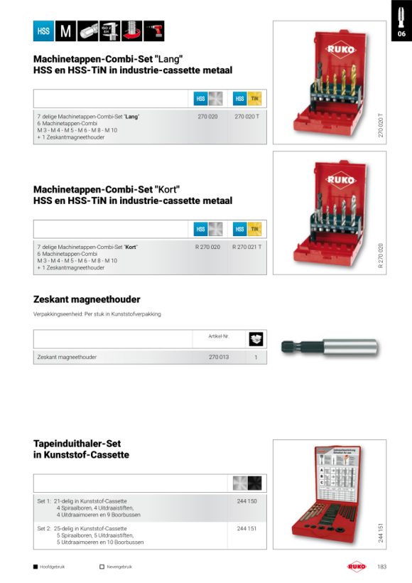 Ruko Machinetappen-Combi-Bit ”Lang” M 6 HSS-TiN 270017T