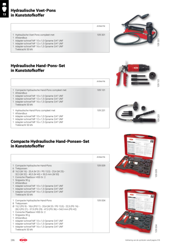 Ruko Compacte Hydraulische Hand-Ponsen-Set 6 in Kunststofkoffer 109004