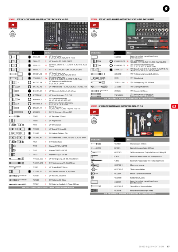 Sonic Doppenset SFS 1/4’’ & 3/8’’ met ratels, 142-delig 214201