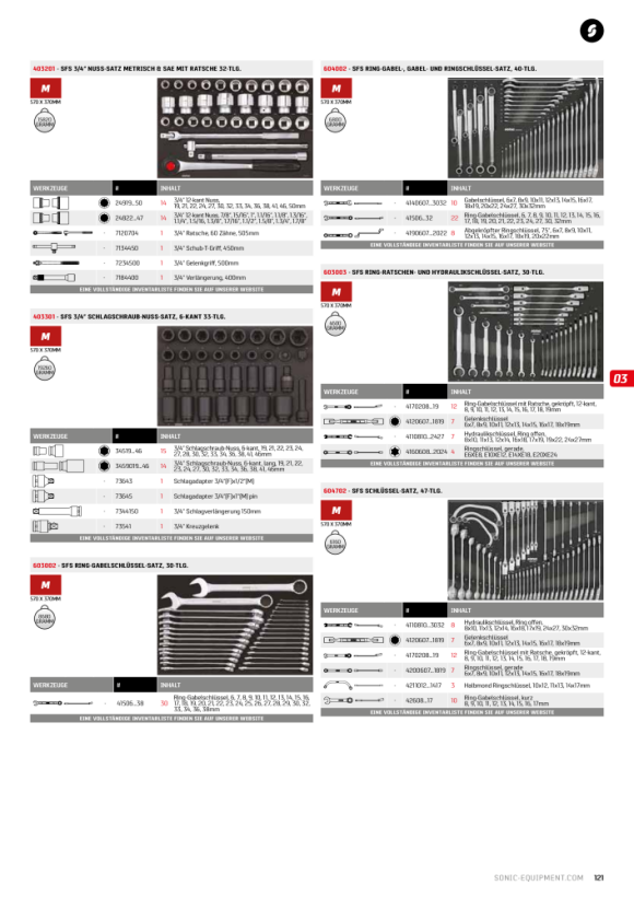 Sonic Doppenset SFS 1/4’’, 3/8’’ & 1/2’’, met ratels 93-delig 309302