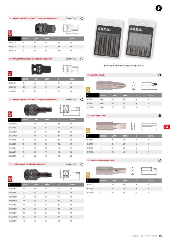 Sonic 1/4’’ bit, plat, 3mm 9132503