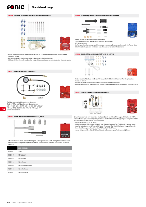 Sonic E, Nokkenas blokkeergereedschap 818016-11