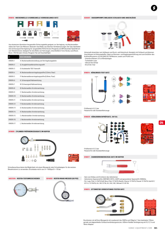 Sonic E, Nokkenas blokkeergereedschap 818016-11