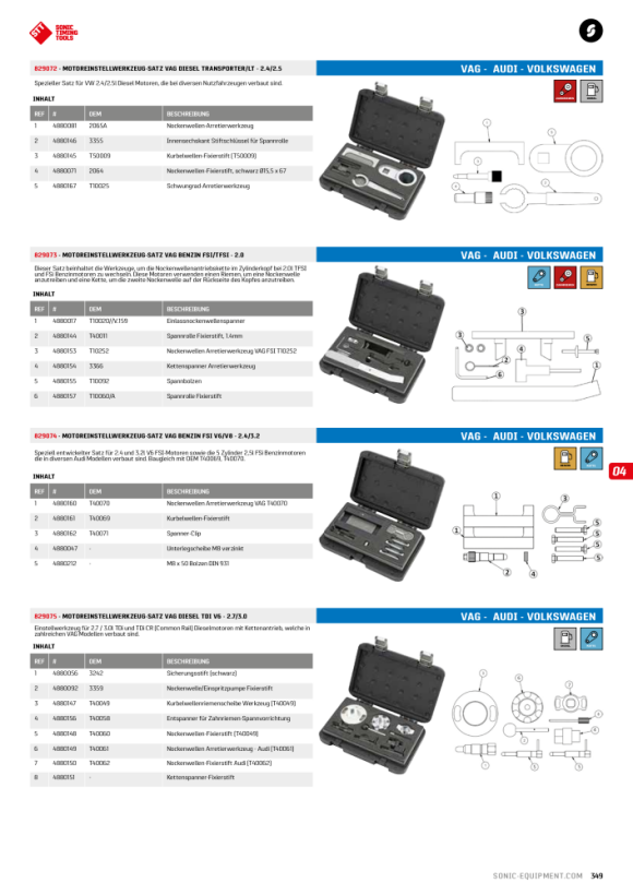 Sonic Nockenwellen Arretierwerkzeug VAG T40070 4880160
