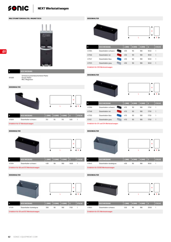 Sonic Spuitbusbakje, zwart (Gereedschapswagen, S8, S10, S13) 47204