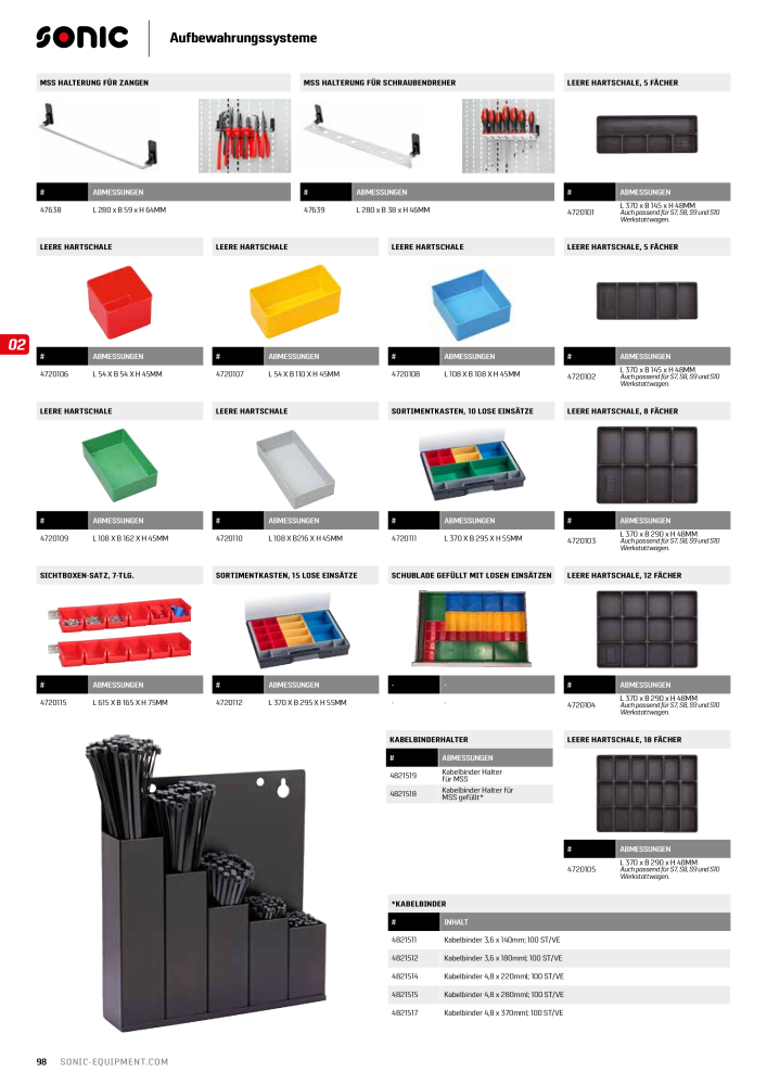 Sonic Equipment Hauptkatalog Werkzeugwagen NR.: 134 - Seite 100