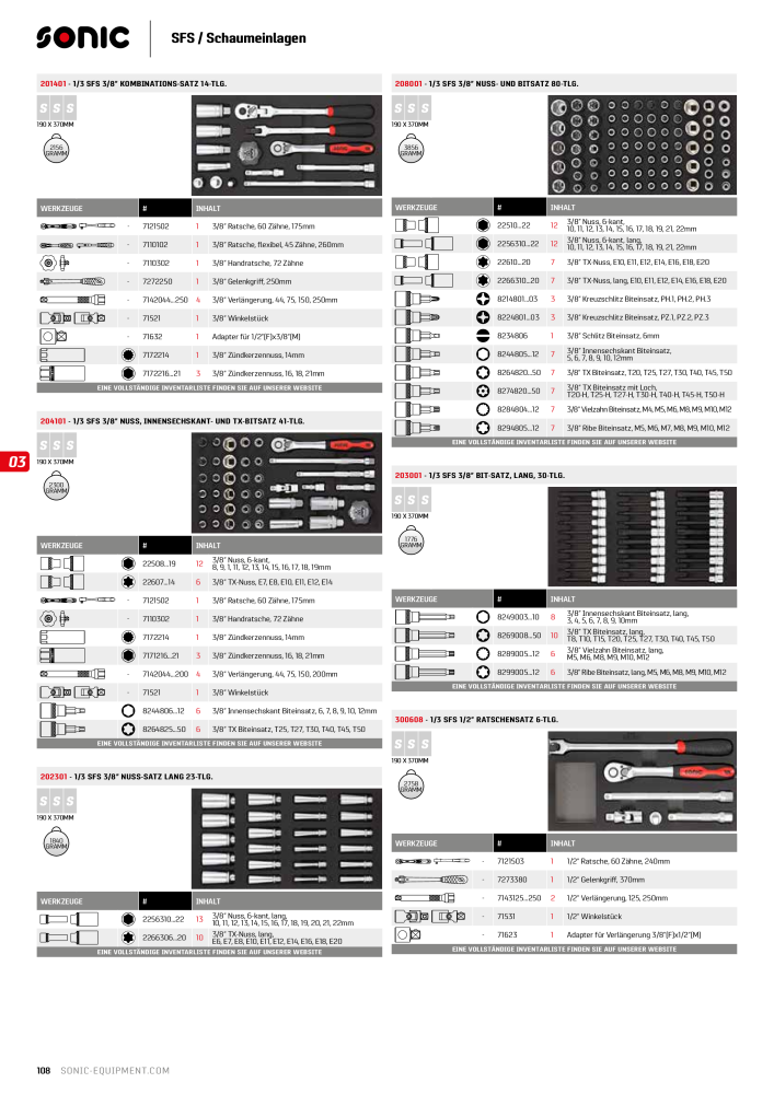 Sonic Equipment Hauptkatalog Werkzeugwagen NR.: 134 - Seite 110