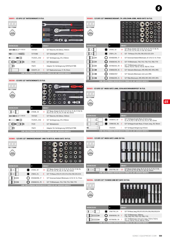 Sonic Equipment Hauptkatalog Werkzeugwagen NR.: 134 - Seite 111