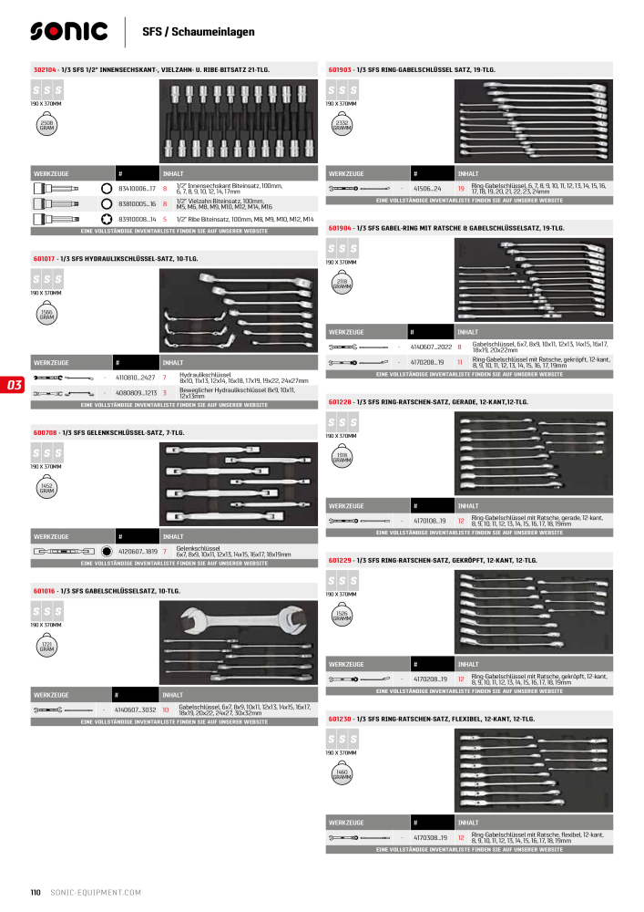 Sonic Equipment Hauptkatalog Werkzeugwagen NR.: 134 - Seite 112