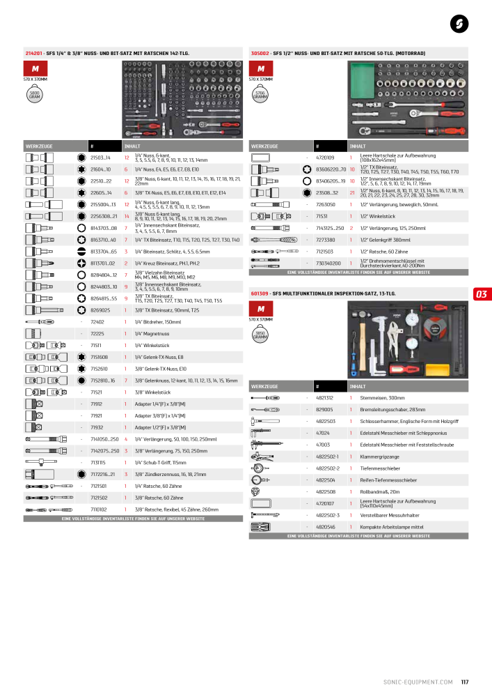 Sonic Equipment Hauptkatalog Werkzeugwagen NO.: 134 - Page 119