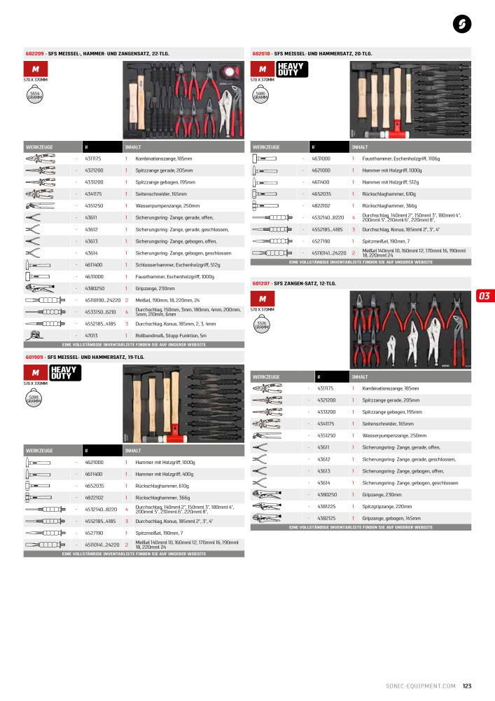 Sonic Equipment Hauptkatalog Werkzeugwagen NR.: 134 - Seite 125