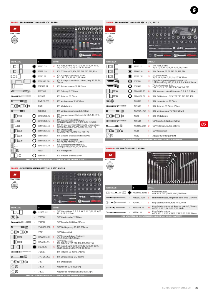 Sonic Equipment Hauptkatalog Werkzeugwagen NR.: 134 - Seite 131