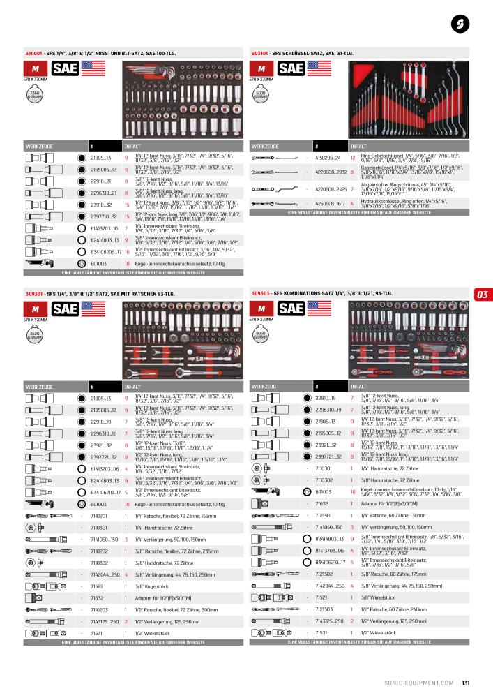 Sonic Equipment Hauptkatalog Werkzeugwagen NR.: 134 - Seite 133