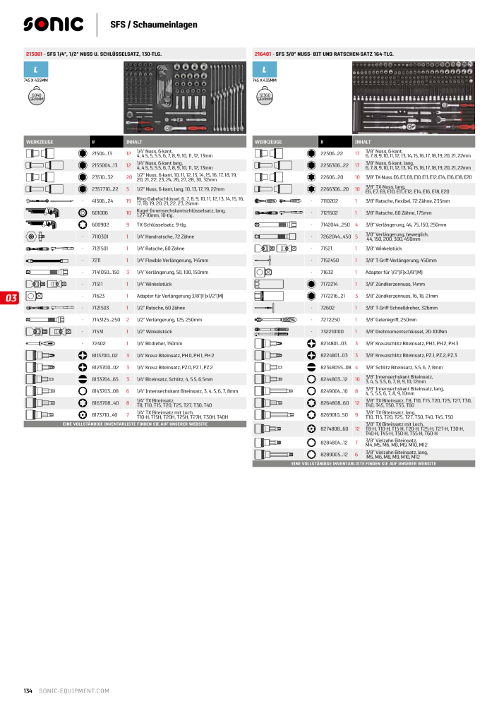 Sonic Equipment Hauptkatalog Werkzeugwagen NR.: 134 - Seite 136