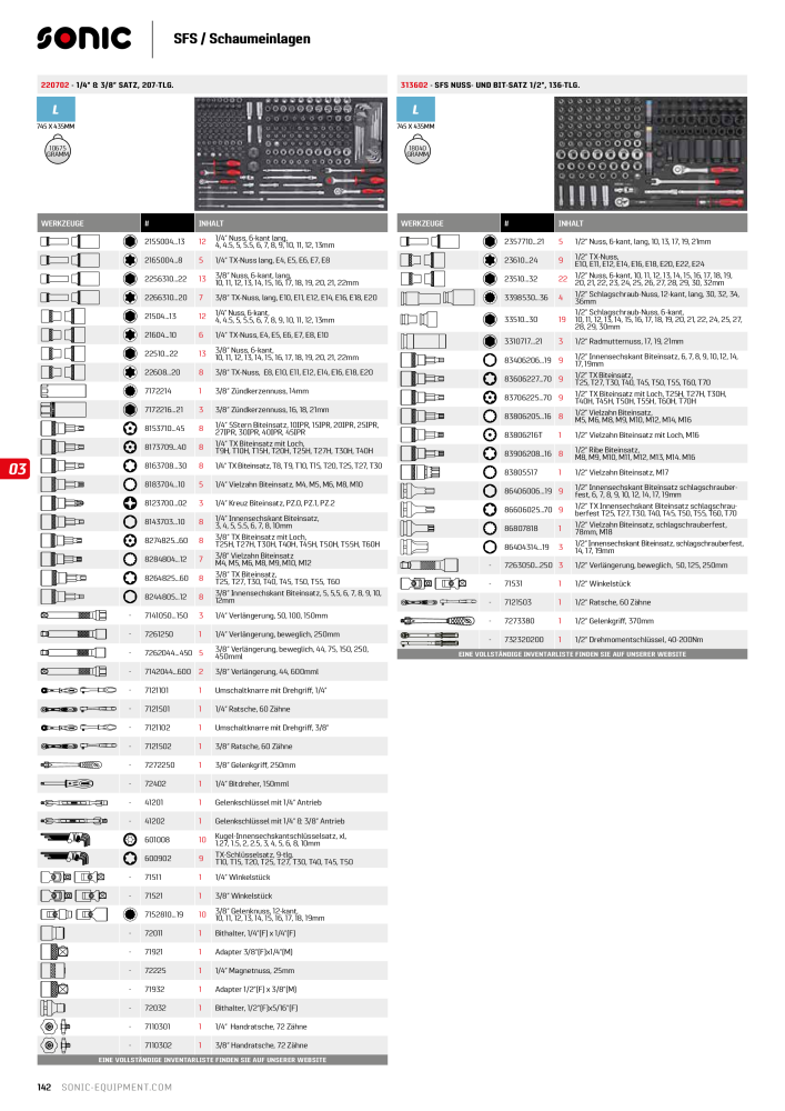 Sonic Equipment Hauptkatalog Werkzeugwagen NO.: 134 - Page 144