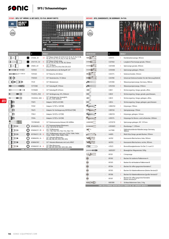 Sonic Equipment Hauptkatalog Werkzeugwagen NO.: 134 - Page 148