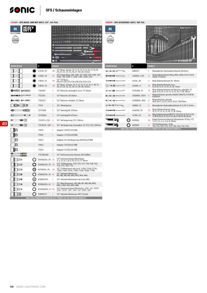 Sonic Equipment Hauptkatalog Werkzeugwagen NR.: 134 - Seite 152