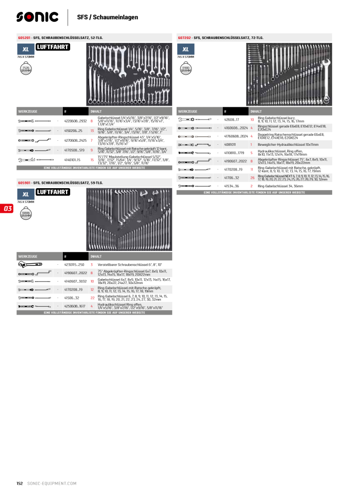 Sonic Equipment Hauptkatalog Werkzeugwagen NO.: 134 - Page 154