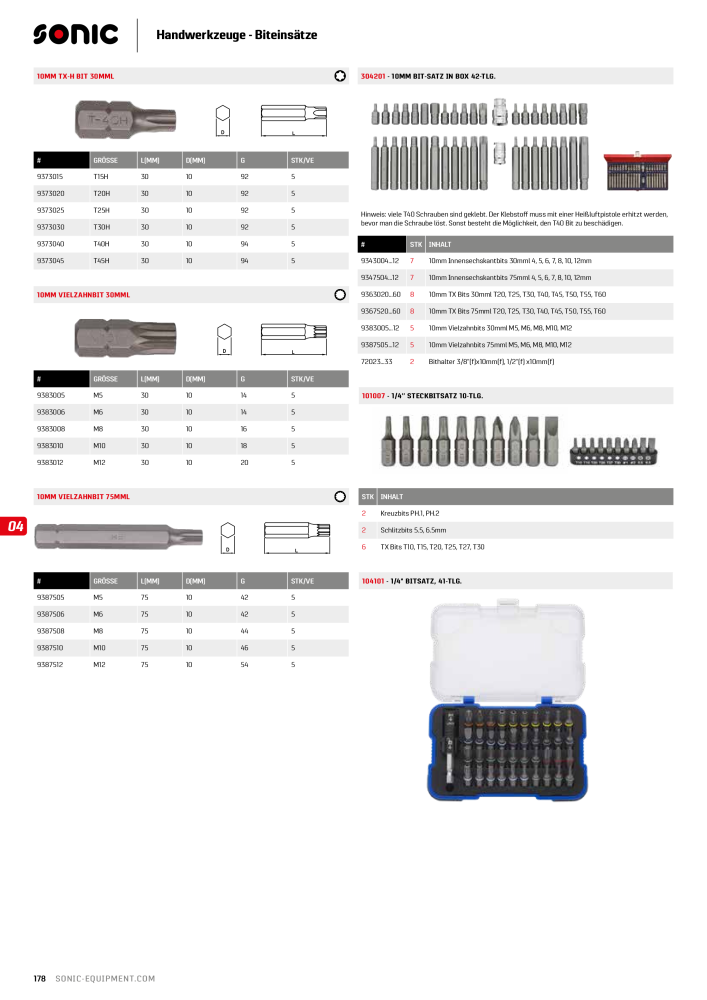 Sonic Equipment Hauptkatalog Werkzeugwagen NR.: 134 - Seite 180